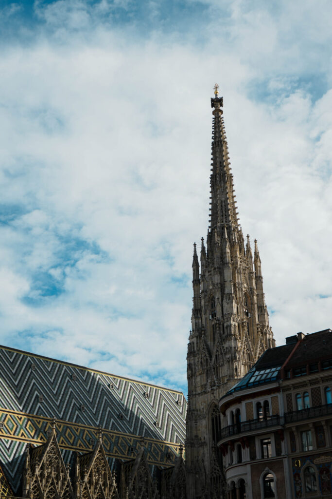 聖史蒂芬大教堂 Stephansdom，南塔有 136 公尺，僅次於德國科隆和烏爾姆教堂，是整個老城區最高的建築